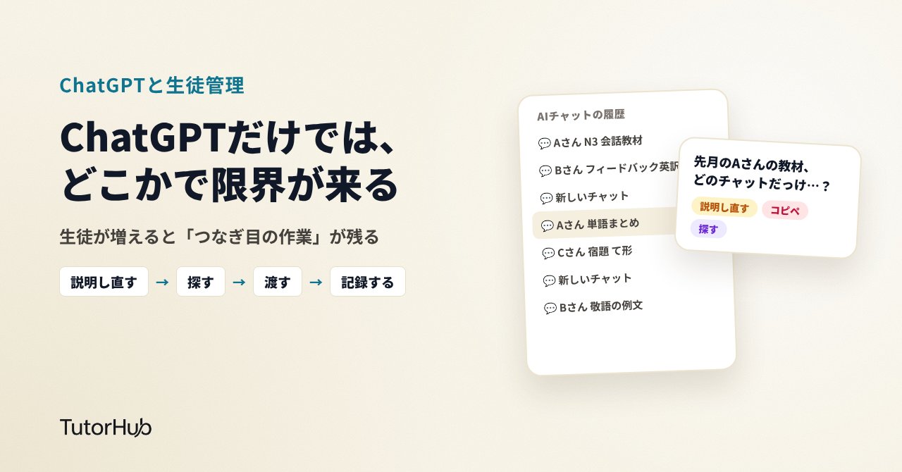 ChatGPTだけでは、生徒が増えると限界が来る。オンライン日本語講師に「特化したアプリ」が必要な理由